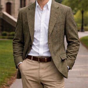 Vintage 90s Hickey Freeman Wool Houndstooth Sport Coat Blazer 40 Short USA Made